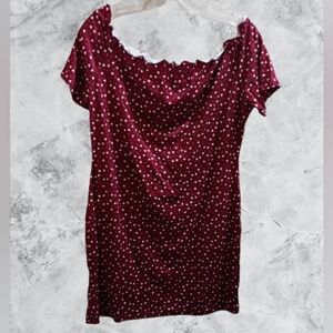 NWOT Burgundy Polka Dot Hearts Dress